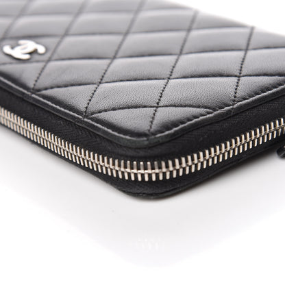 Chanel Lambskin Quilted Large Gusset Zip Around Wallet Black 16 of 17