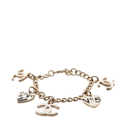 Chanel Crystal Chain CC No 5 Charm Bracelet Gold Multicolor 1 of 3