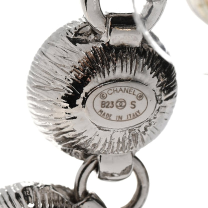 Chanel Crystal CC Long Drop Earrings Silver 4 of 5