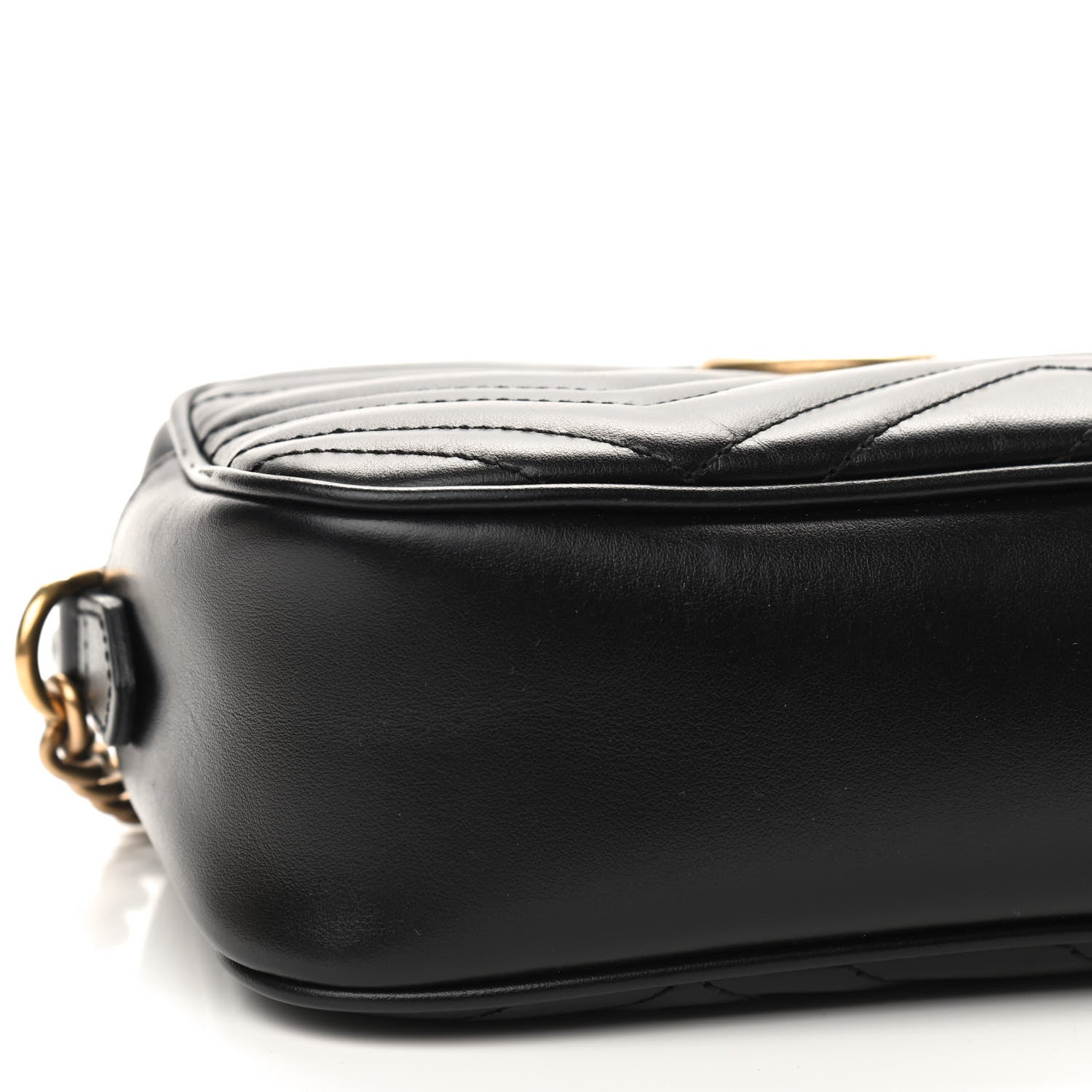 Gucci Calfskin Matelasse Small GG Marmont Chain Shoulder Bag Black 8 of 10