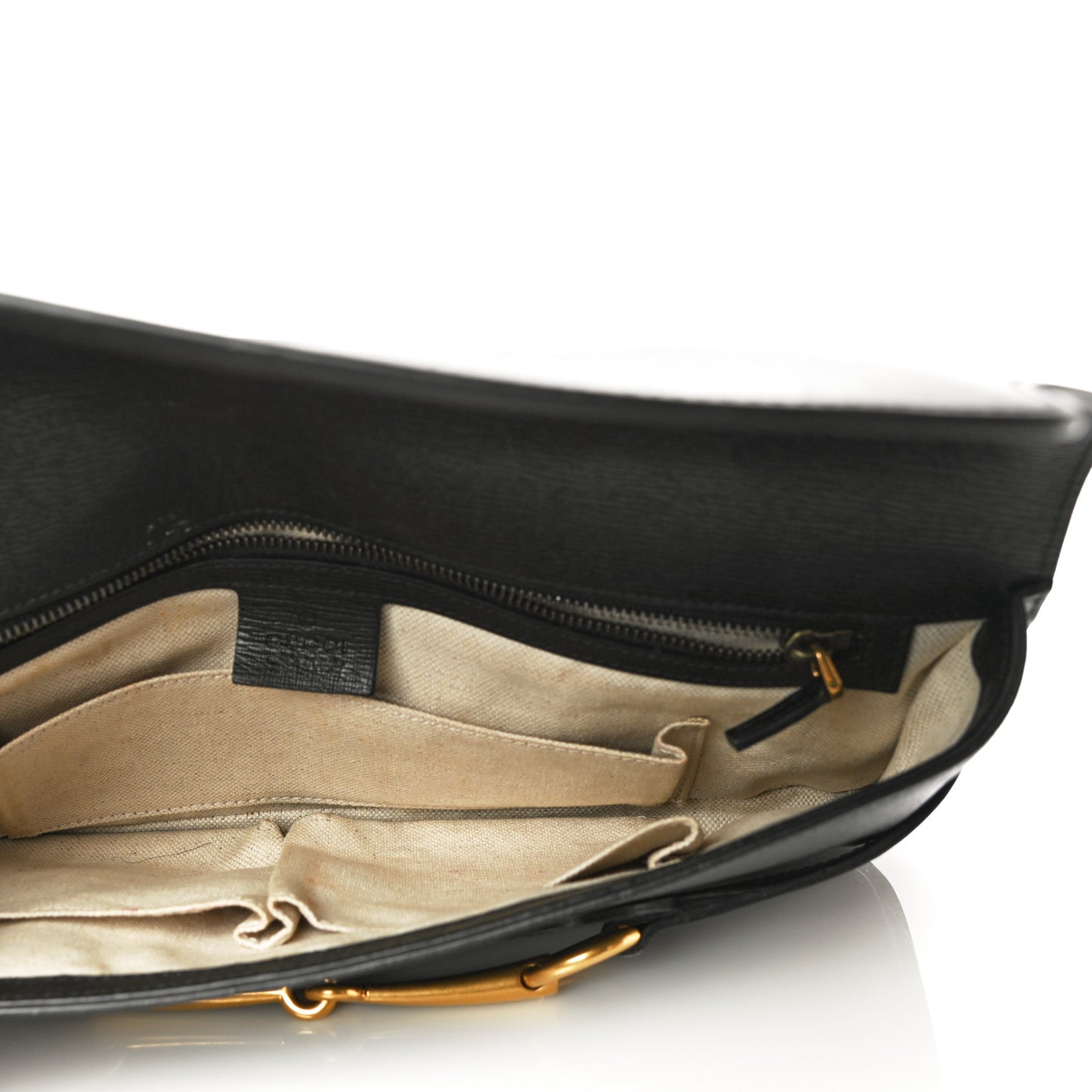 Calfskin Large Bright Bit Clutch Black