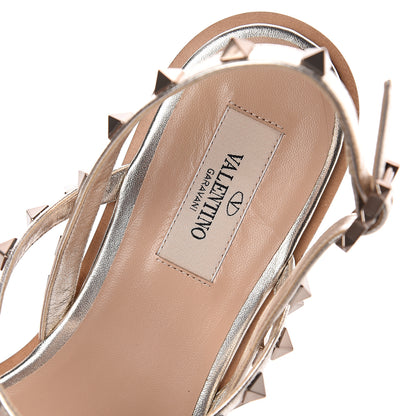 Valentino Garavani Metallic Nappa Rockstud Slingback Flat Thong Sandals 39 Skin 6 of 7