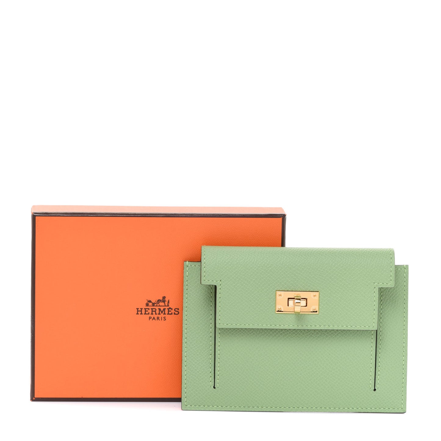 Epsom Kelly Pocket Compact Wallet Vert Criquet