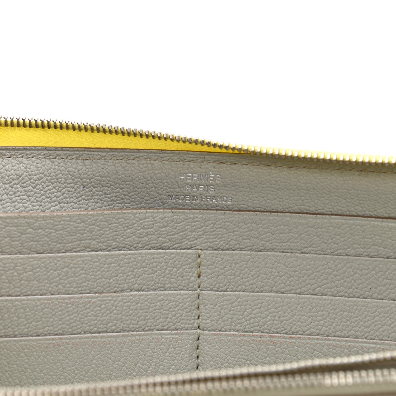 Hermes Chevre Mysore Verso Evelyne Long Wallet Lime Gris Perle 6 of 8