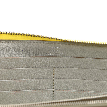 Hermes Chevre Mysore Verso Evelyne Long Wallet Lime Gris Perle 6 of 8
