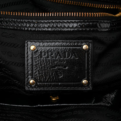 Prada Tessuto Nylon Vernice Dome Satchel Black 6 of 10