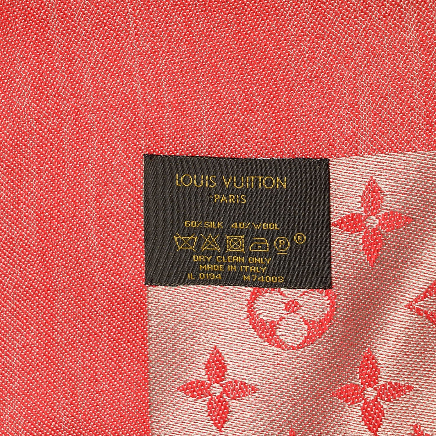 Louis Vuitton Silk Wool Monogram Denim Shawl Piment 5 of 5