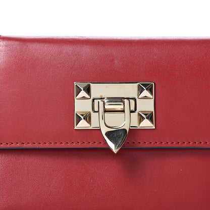Valentino Garavani Vitello Rockstud Flip Lock Compact Wallet Red 9 of 10