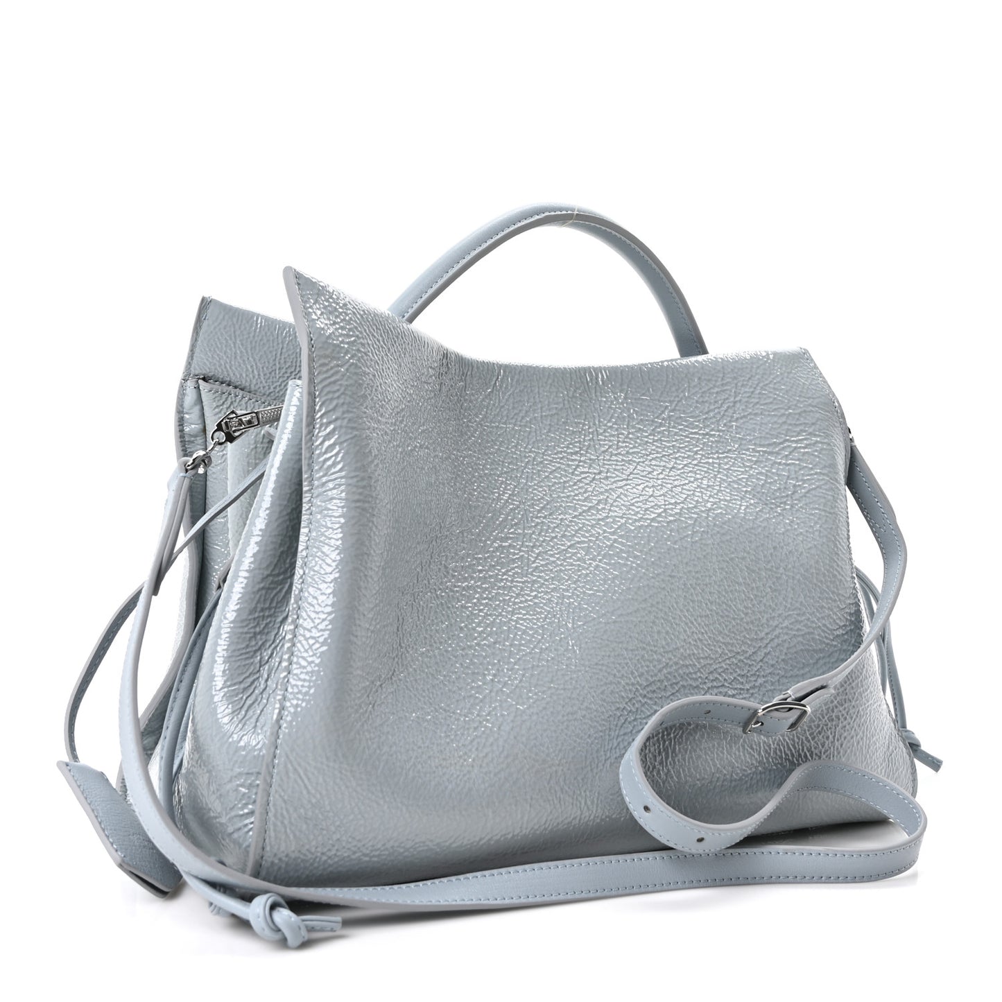 Spongy Patent Calfskin Iris Tote Cloud