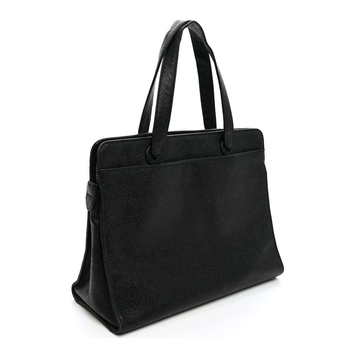 Caviar Embroidered Logo Shoulder Bag Black