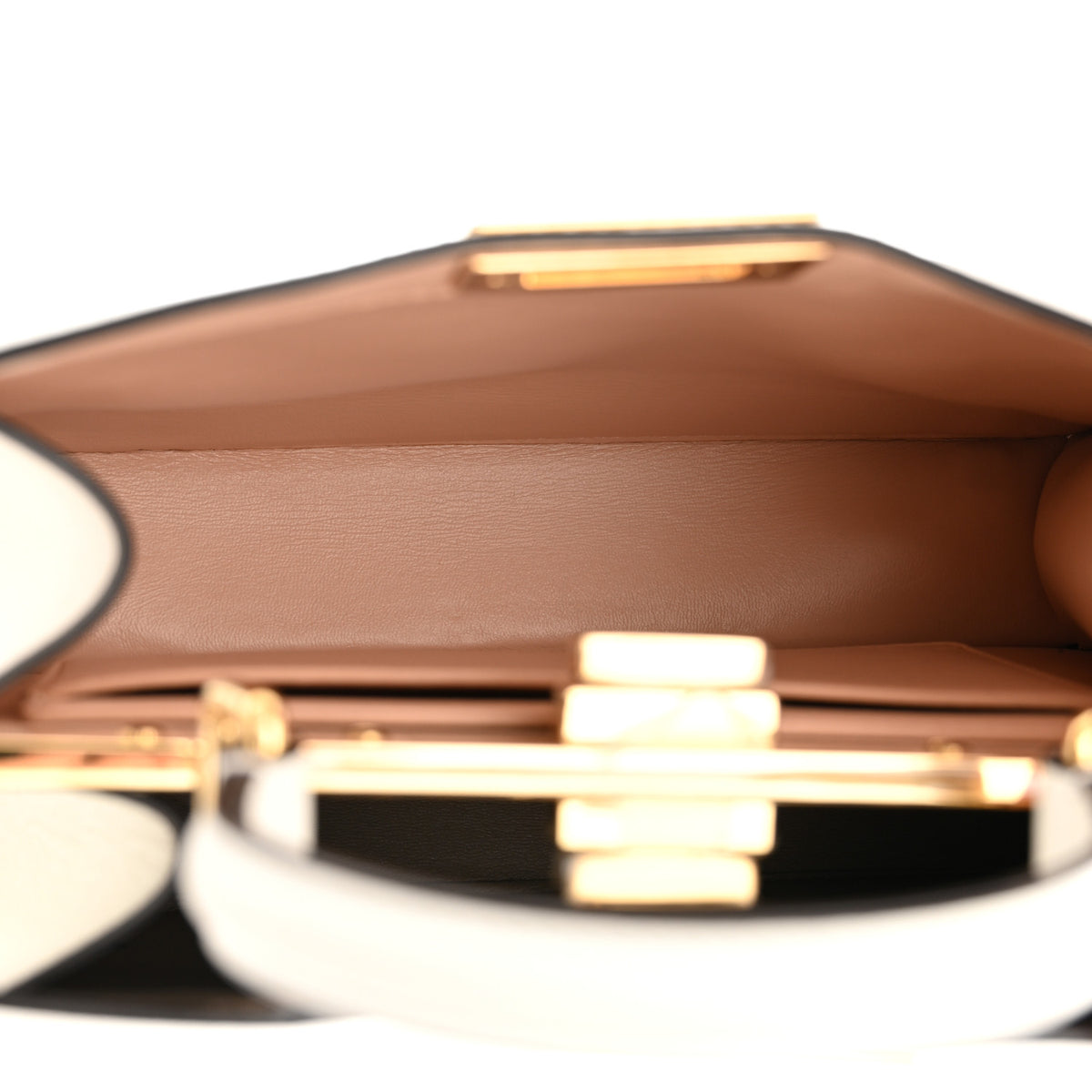 Vitello Seta Nappa Bi-Color Small Peekaboo I SEE U Satchel White Ice Light Rose Tortora