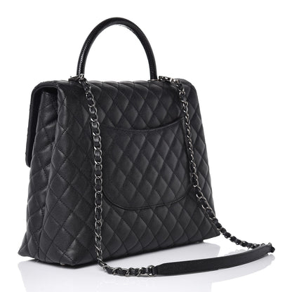 Chanel Caviar Lizard Quilted Large Coco Handle Flap Black 3 of 9