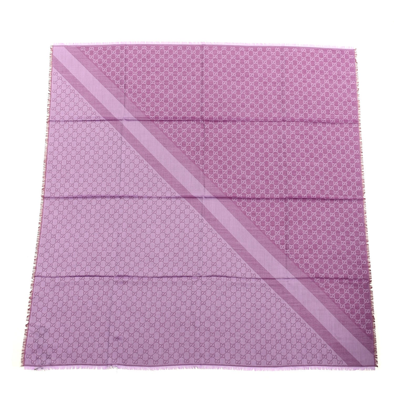 Gucci Wool Silk Monogram GGWeb Fringe Shawl Purple 1 of 3