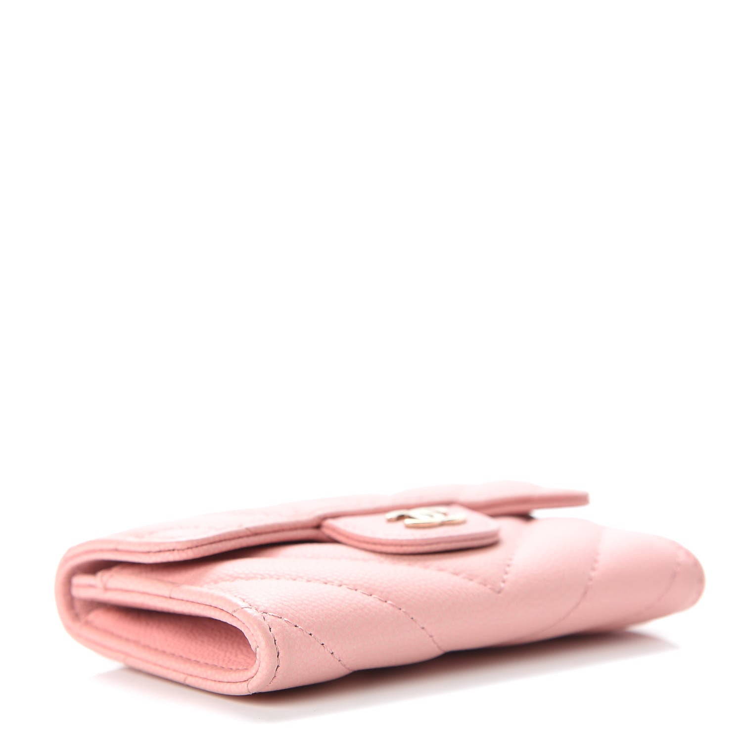 Chanel Caviar Chevron Quilted Flap Card Holder Pink 4 of 10