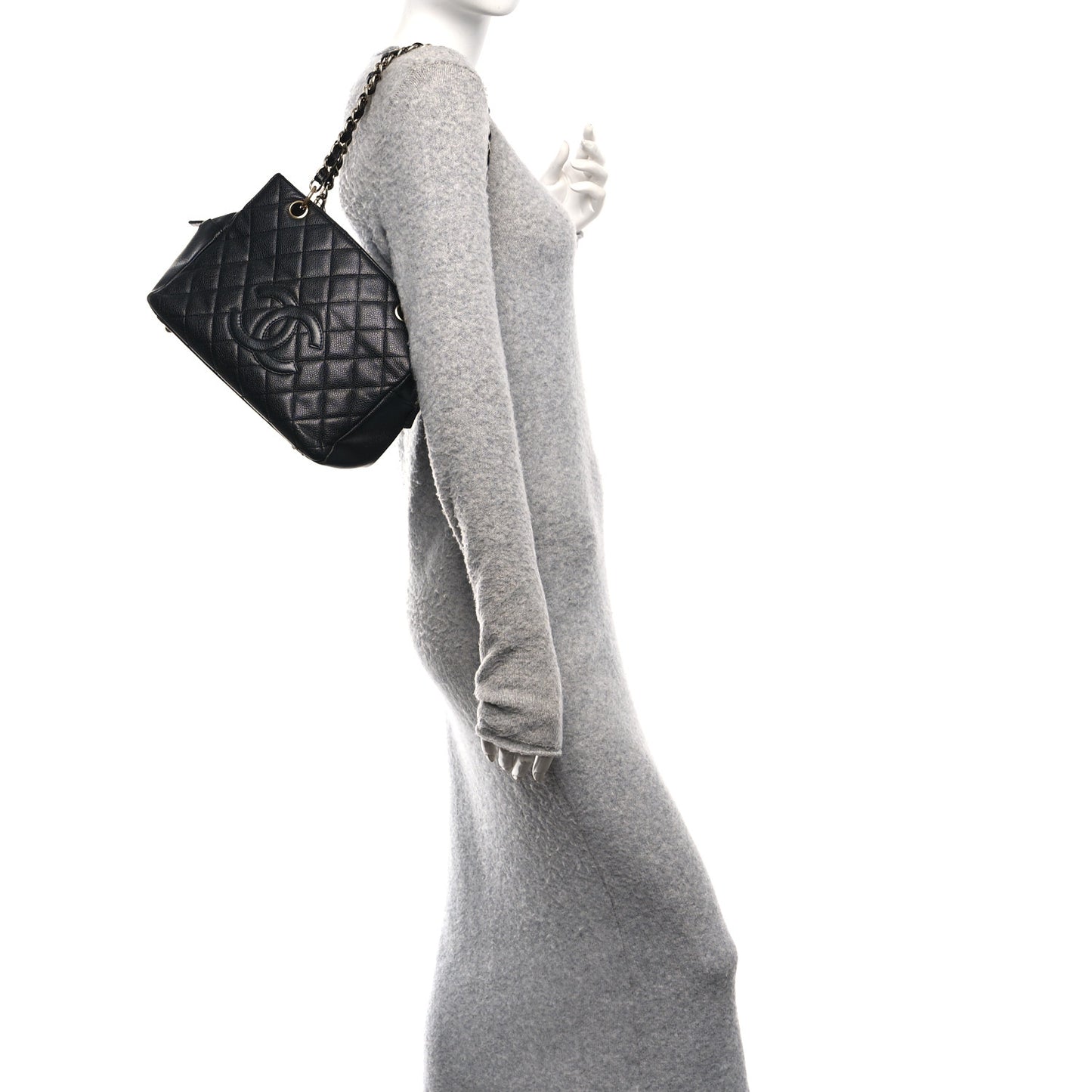 Caviar Quilted Petit Timeless Tote PTT Black