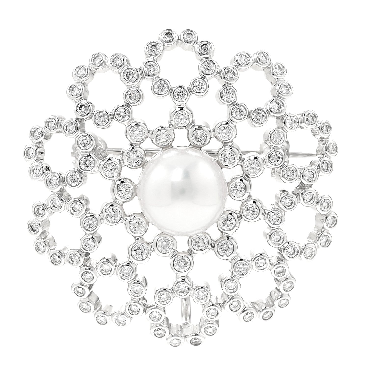 Mikimoto 18K White Gold Diamond Pearl Pendant 1 of 4