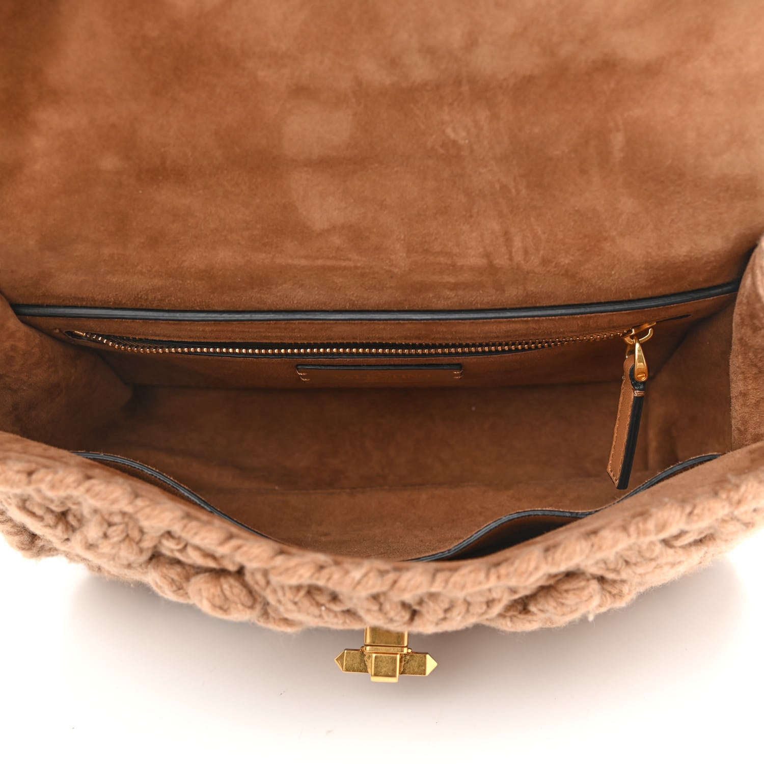 Valentino Garavani Cashmere Medium Roman Stud Shoulder Bag Brown 5 of 8