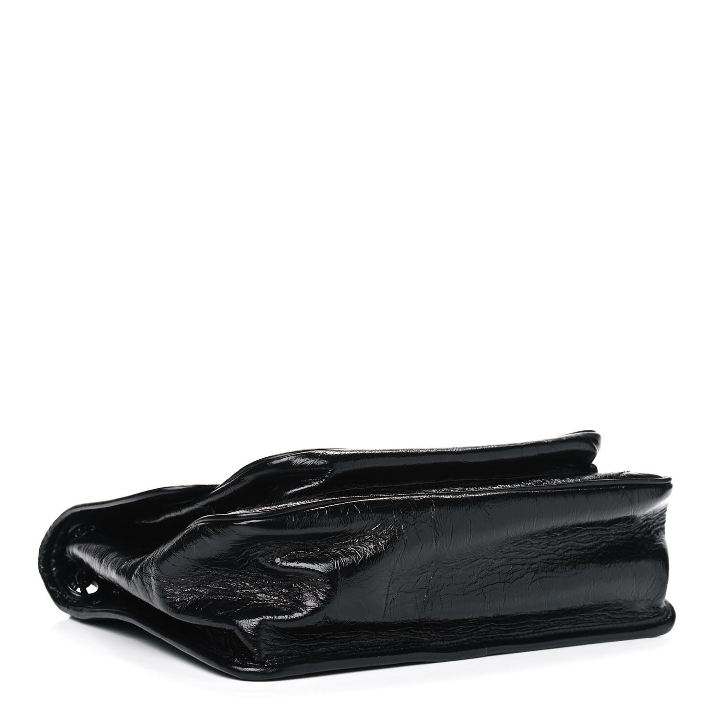 Crinkled Calfskin Matelasse Monogram Medium Niki Chain Satchel Black