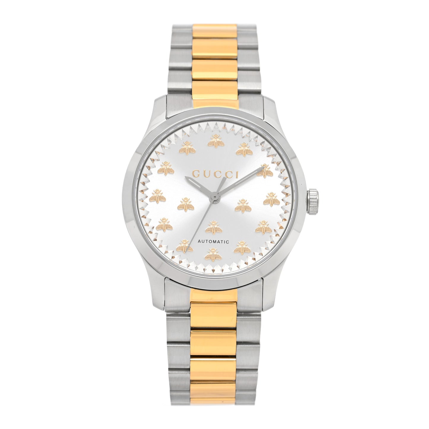 Stainless Steel 38mm G-Timeless Two Tone Bee Automatic Watch Silver