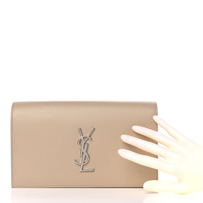 Saint Laurent Grain De Poudre Classic Kate Monogram Clutch Nude Powder 2 of 9