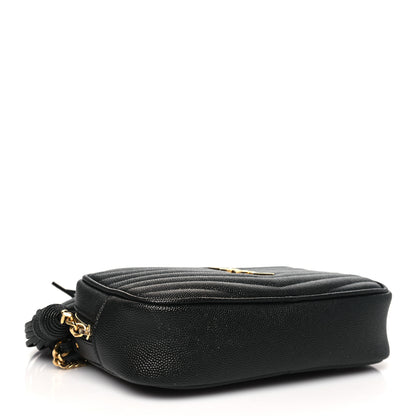 Saint Laurent Grain De Poudre Matelasse Monogram Mini Lou Camera Bag Black 4 of 10
