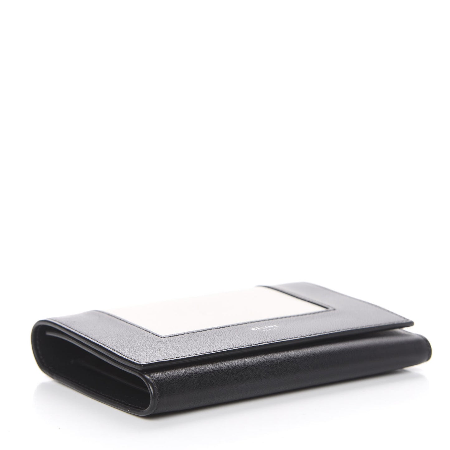 Smooth Lambskin Medium Frame Multifunction Wallet Black White
