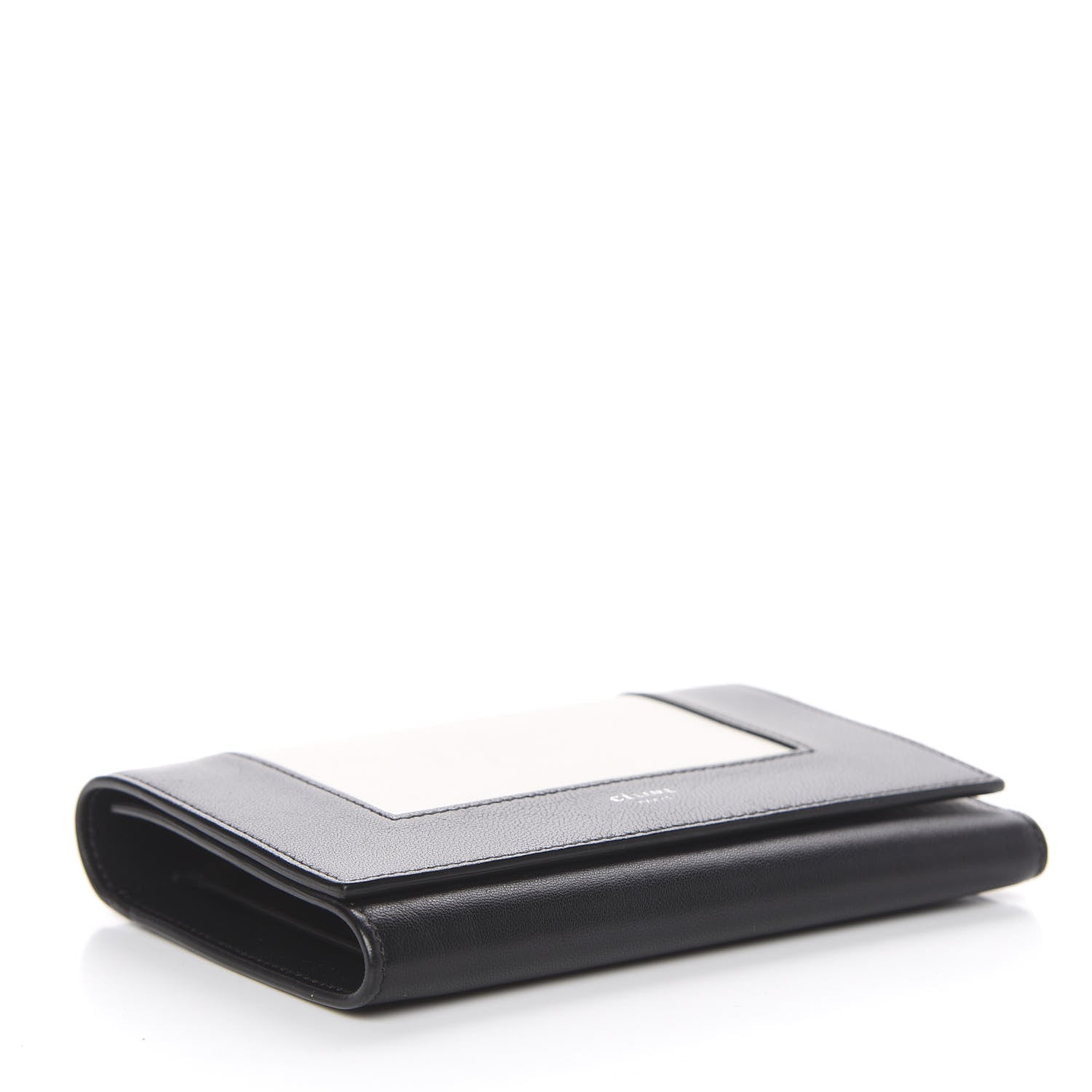 Celine Smooth Lambskin Medium Frame Multifunction Wallet Black White 4 of 7