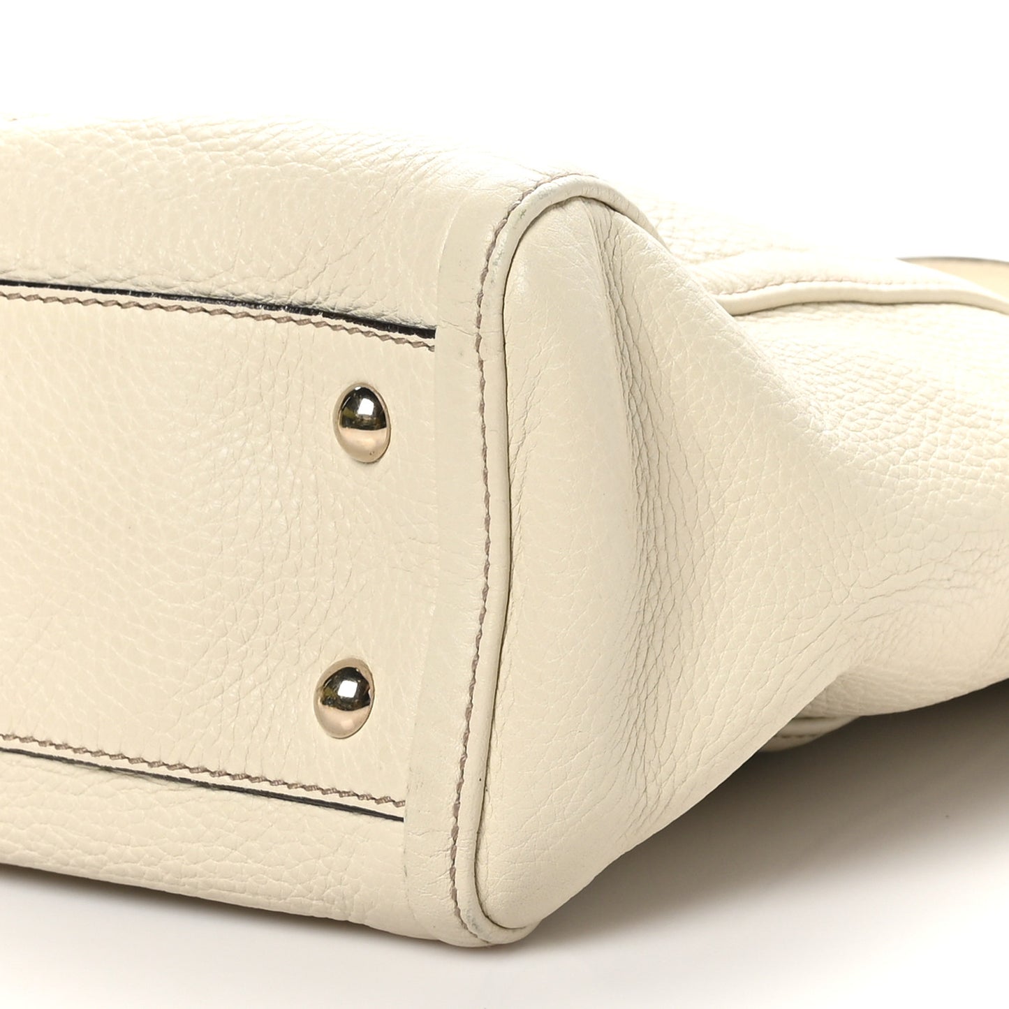 Pebbled Calfskin Small Soho Top Handle Bag Off White