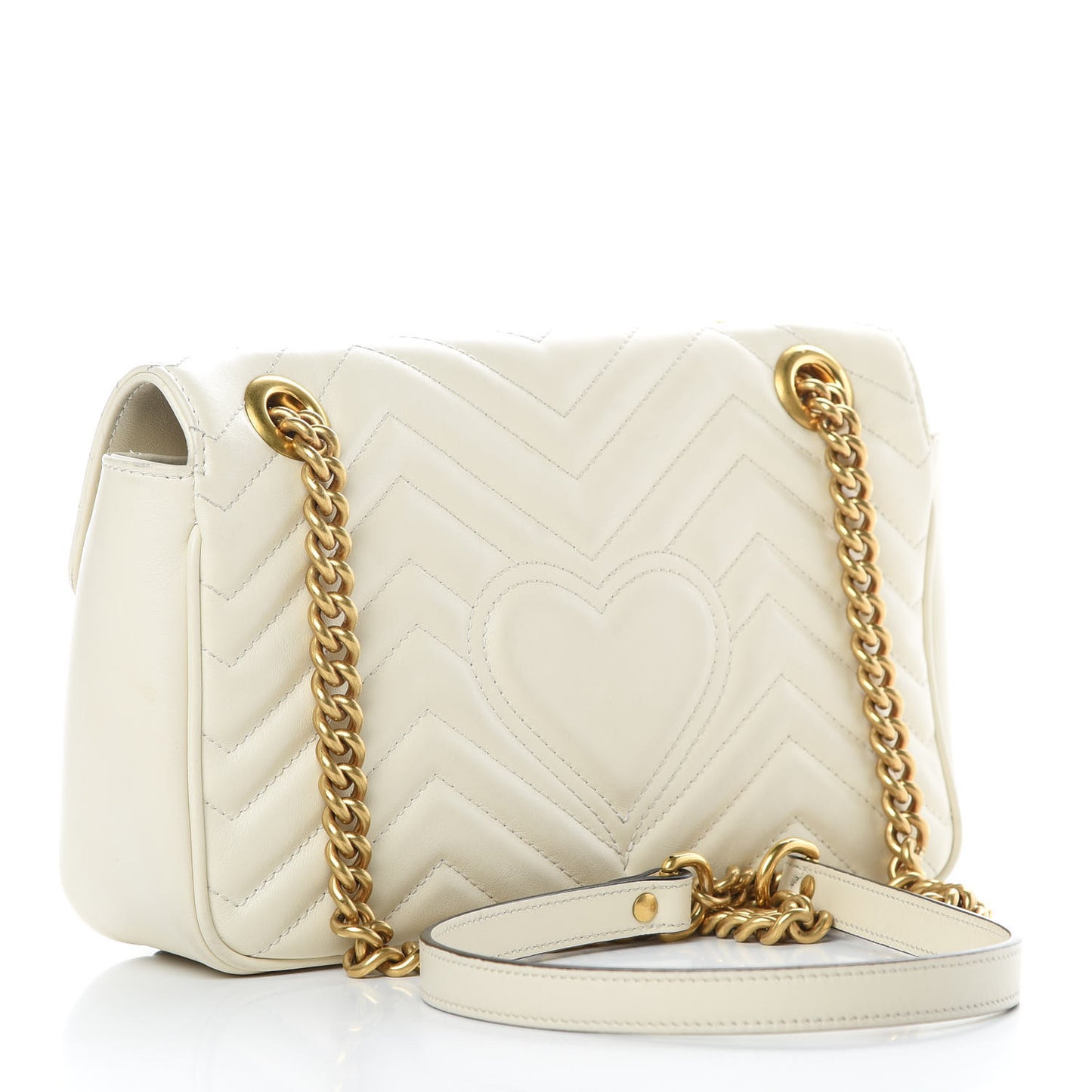 Calfskin Matelasse Small GG Marmont Shoulder Bag White