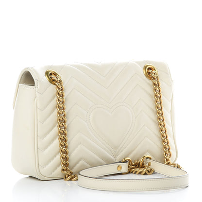 Gucci Calfskin Matelasse Small GG Marmont Shoulder Bag White 3 of 18