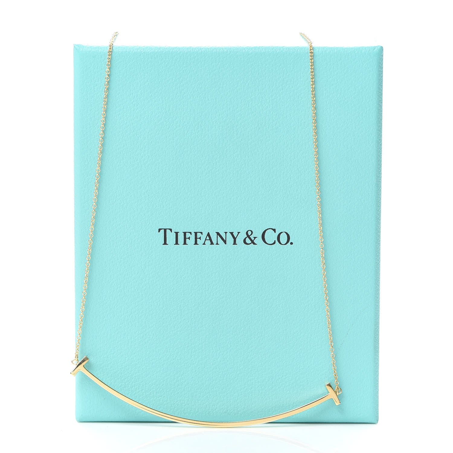 Tiffany 18K Yellow Gold Large T Smile Pendant Necklace 6 of 6