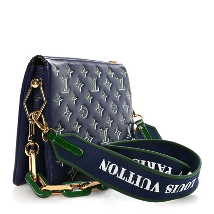 Louis Vuitton Lambskin Embossed Monogram Coussin PM Blue Green 3 of 9