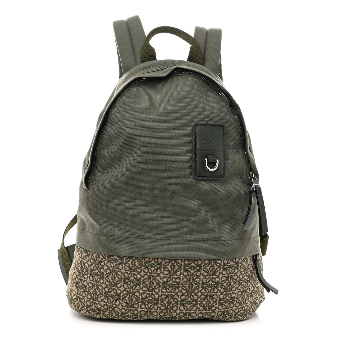 Jacquard Anagram Calfskin Round Slim Backpack Khaki Green