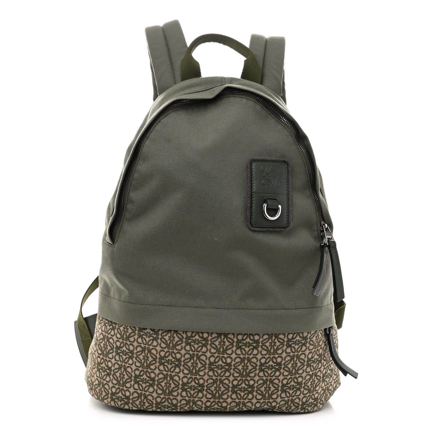 Loewe Jacquard Anagram Calfskin Round Slim Backpack Khaki Green 1 of 9