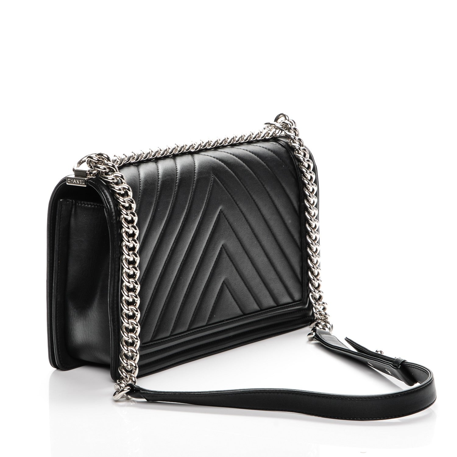 Chanel Calfskin Chevron Quilted New Medium Boy Flap Black 3 of 8