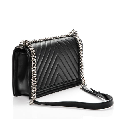 Chanel Calfskin Chevron Quilted New Medium Boy Flap Black 3 of 8