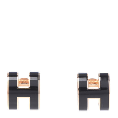 Hermes Gold Lacquered Pop H Earrings Black 1 of 6