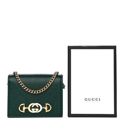 Gucci Grainy Calfskin Zumi Chain Card Case Wallet Vintage Green 11 of 11