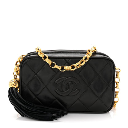Chanel Lambskin Quilted Tassel Camera Case Black 1 of 11