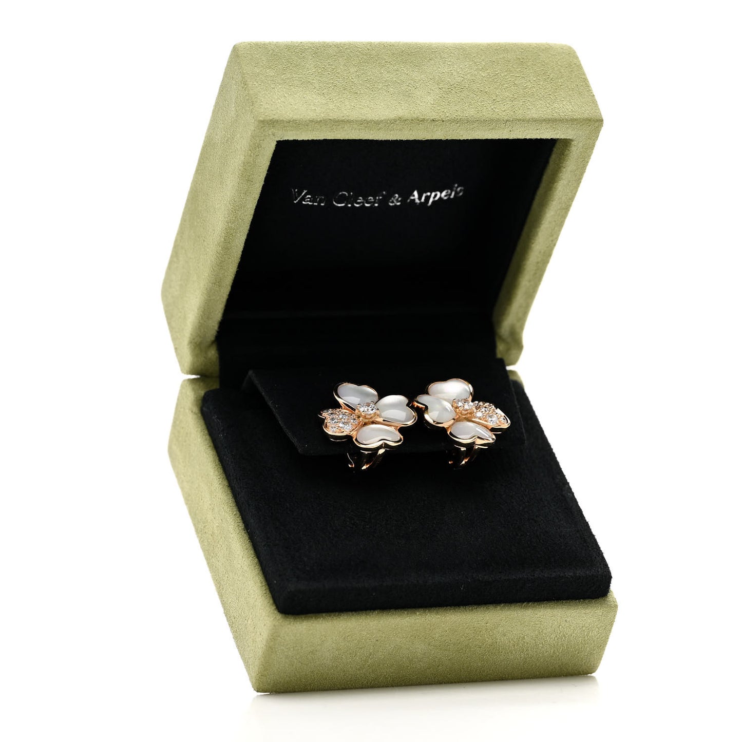 18K Rose Gold Diamond Mother of Pearl Small Cosmos Earrings