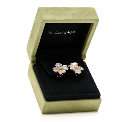 Van Cleef & Arpels 18K Rose Gold Diamond Mother of Pearl Small Cosmos Earrings 5 of 5