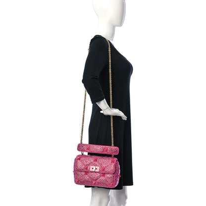 Valentino Garavani Crystal Suede Enamel Medium Roman Stud Shoulder Bag Pink PP 2 of 9