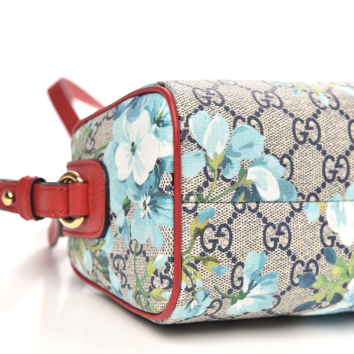 Gucci GG Supreme Monogram Blooms Mini Boston Navy Blue Hibiscus 8 of 9