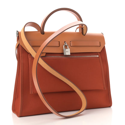 Hermes Military Toile Vache Hunter Herbag Zip 31 PM Cuivre Natural 4 of 12