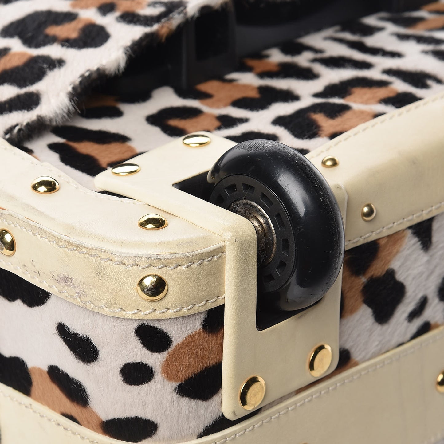 Calf Hair Leopard Print Rolling Luggage