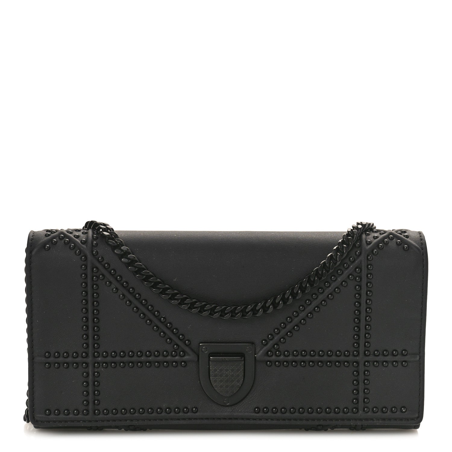 Christian Dior Ultra Matte Calfskin Studded Diorama Croisiere Chain Wallet Black 1 of 11