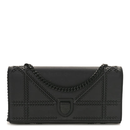 Christian Dior Ultra Matte Calfskin Studded Diorama Croisiere Chain Wallet Black 1 of 11