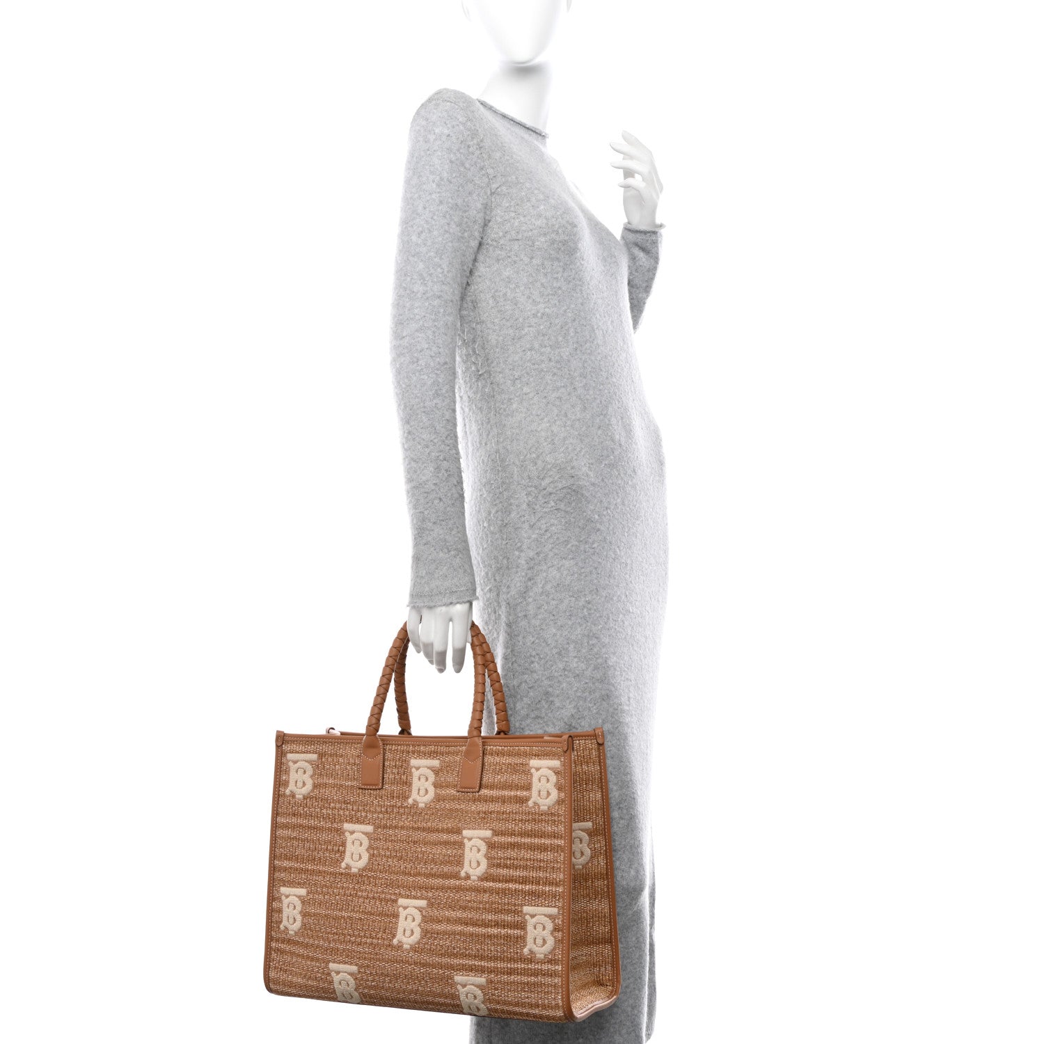 Burberry Raffia Calfskin Large Freya Tote Natural 2 of 10