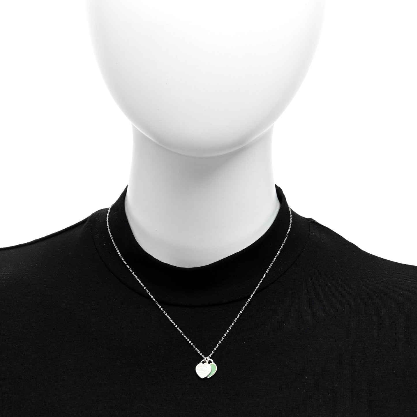 Sterling Silver Enamel Return to Tiffany Double Mini Heart Tag Pendant Necklace Blue