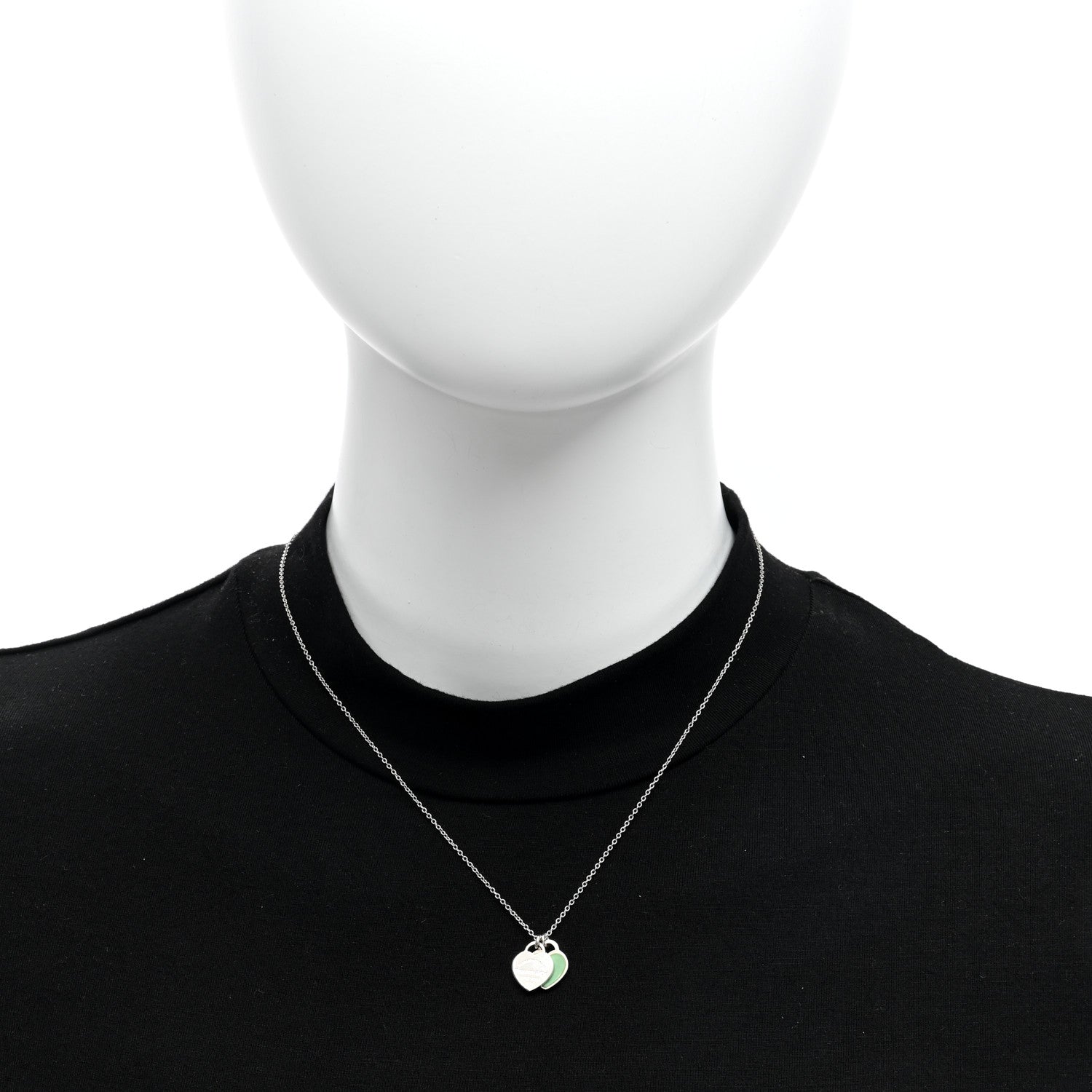 Tiffany Sterling Silver Enamel Return to Tiffany Double Mini Heart Tag Pendant Necklace Blue 2 of 4